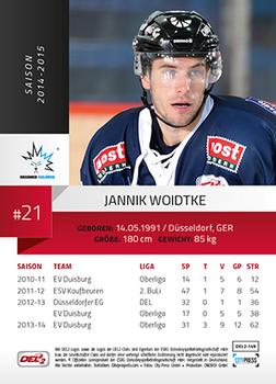2014-15 Playercards (DEL2) #DEL2-149 Jannik Woidtke Back