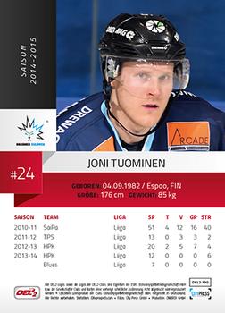 2014-15 Playercards (DEL2) #DEL2-150 Joni Tuominen Back