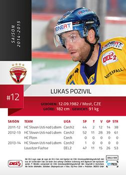 2014-15 Playercards (DEL2) #DEL2-169 Lukas Pozivil Back