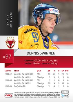 2014-15 Playercards (DEL2) #DEL2-172 Dennis Swinnen Back