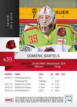 2014-15 Playercards (DEL2) #DEL2-174 Domenic Bartels Back