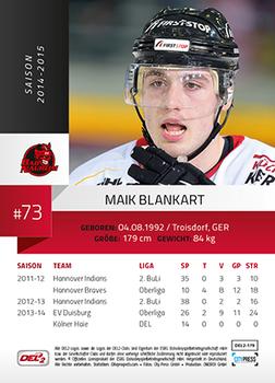 2014-15 Playercards (DEL2) #DEL2-179 Maik Blankart Back