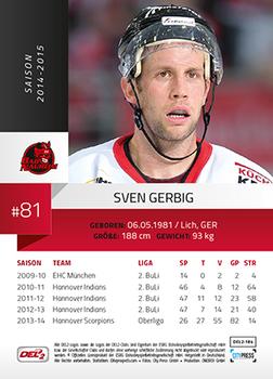 2014-15 Playercards (DEL2) #DEL2-184 Sven Gerbig Back
