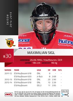 2014-15 Playercards (DEL2) #DEL2-196 Maximilian Sigl Back