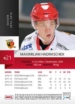2014-15 Playercards (DEL2) #DEL2-197 Maximilian Hadraschek Back