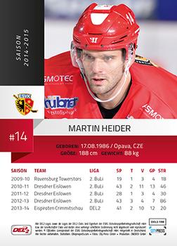 2014-15 Playercards (DEL2) #DEL2-198 Martin Heider Back