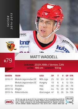 2014-15 Playercards (DEL2) #DEL2-208 Matt Waddell Back