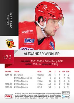 2014-15 Playercards (DEL2) #DEL2-209 Alexander Winkler Back