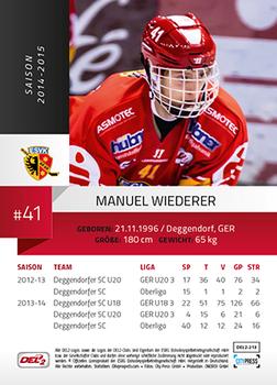 2014-15 Playercards (DEL2) #DEL2-213 Manuel Wiederer Back