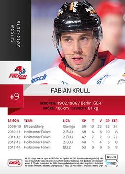2014-15 Playercards (DEL2) #DEL2-225 Fabian Krull Back