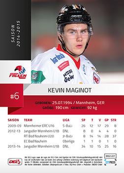 2014-15 Playercards (DEL2) #DEL2-227 Kevin Maginot Back