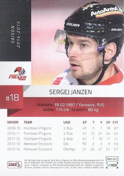 2014-15 Playercards (DEL2) #DEL2-231 Sergej Janzen Back
