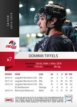 2014-15 Playercards (DEL2) #DEL2-234 Dominik Tiffels Back