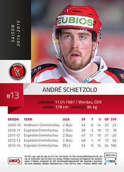 2014-15 Playercards (DEL2) #DEL2-244 Andre Schietzold Back