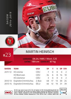 2014-15 Playercards (DEL2) #DEL2-249 Martin Heinisch Back