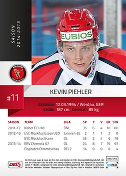 2014-15 Playercards (DEL2) #DEL2-254 Kevin Piehler Back