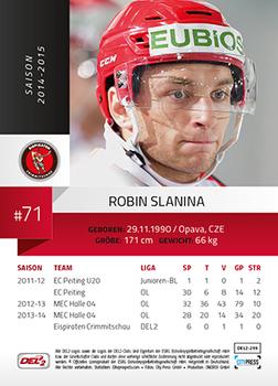 2014-15 Playercards (DEL2) #DEL2-255 Robin Slanina Back