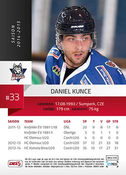 2014-15 Playercards (DEL2) #DEL2-270 Daniel Kunce Back