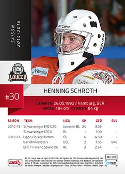 2014-15 Playercards (DEL2) #DEL2-280 Henning Schroth Back