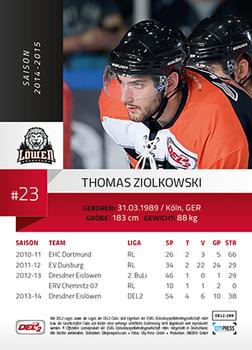 2014-15 Playercards (DEL2) #DEL2-289 Thomas Ziolkowski Back