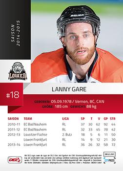 2014-15 Playercards (DEL2) #DEL2-291 Lanny Gare Back