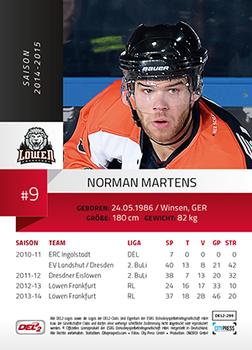 2014-15 Playercards (DEL2) #DEL2-295 Norman Martens Back