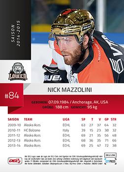 2014-15 Playercards (DEL2) #DEL2-296 Nick Mazzolini Back