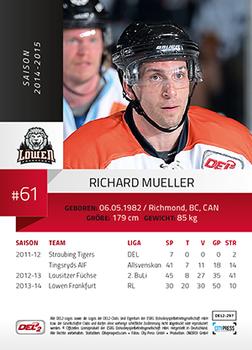 2014-15 Playercards (DEL2) #DEL2-297 Richard Mueller Back