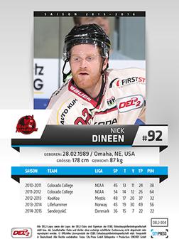 2015-16 Playercards (DEL2) #DEL2-004 Nick Dineen Back