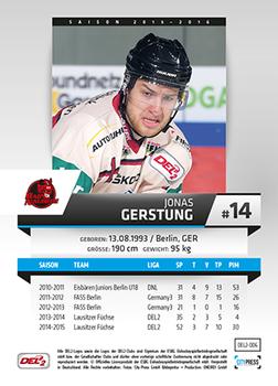 2015-16 Playercards (DEL2) #DEL2-006 Jonas Gerstung Back
