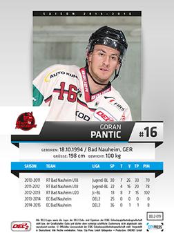 2015-16 Playercards (DEL2) #DEL2-019 Goran Pantic Back