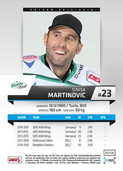2015-16 Playercards (DEL2) #DEL2-036 Sinisa Martinovic Back