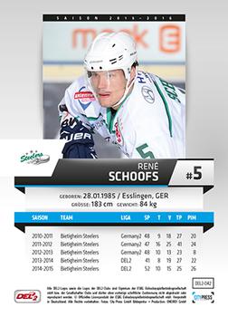 2015-16 Playercards (DEL2) #DEL2-042 René Schoofs Back