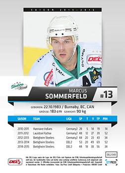 2015-16 Playercards (DEL2) #DEL2-043 Marcus Sommerfeld Back
