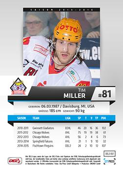 2015-16 Playercards (DEL2) #DEL2-061 Tim Miller Back