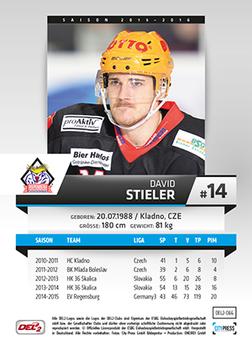 2015-16 Playercards (DEL2) #DEL2-066 David Stieler Back