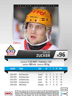 2015-16 Playercards (DEL2) #DEL2-069 David Zucker Back