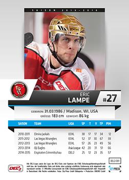 2015-16 Playercards (DEL2) #DEL2-081 Eric Lampe Back