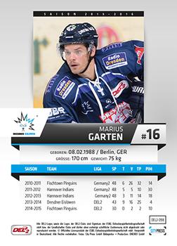 2015-16 Playercards (DEL2) #DEL2-098 Marius Garten Back