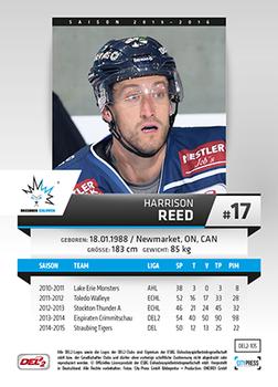 2015-16 Playercards (DEL2) #DEL2-105 Harrison Reed Back