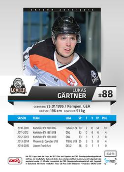 2015-16 Playercards (DEL2) #DEL2-118 Lukas Gartner Back