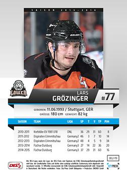 2015-16 Playercards (DEL2) #DEL2-119 Lars Grozinger Back