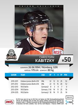 2015-16 Playercards (DEL2) #DEL2-121 Christoph Kabitzky Back
