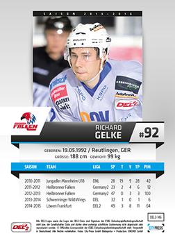 2015-16 Playercards (DEL2) #DEL2-146 Richard Gelke Back