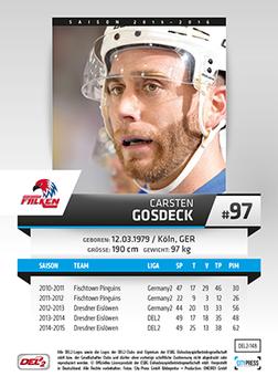2015-16 Playercards (DEL2) #DEL2-148 Carsten Gosdeck Back