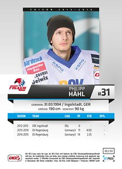2015-16 Playercards (DEL2) #DEL2-150 Philipp Hähl Back