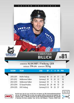 2015-16 Playercards (DEL2) #DEL2-159 Christian Billich Back