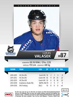 2015-16 Playercards (DEL2) #DEL2-176 Lukas Valasek Back