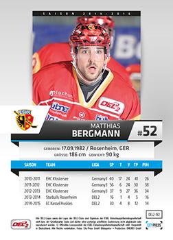 2015-16 Playercards (DEL2) #DEL2-182 Matthias Bergmann Back