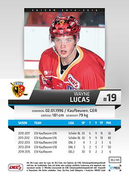 2015-16 Playercards (DEL2) #DEL2-189 Wayne Lucas Back